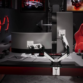 Képernyőállvány két 49 hüvelykes monitorhoz, fehér-fekete X-Arm Dual RGB