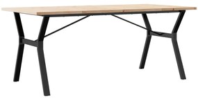 tömör fenyőfa és öntöttvas étkezőasztal Y-vázzal 180x90x75,5 cm