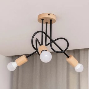 OXFORD felületre szerelt mennyezeti csillár 3xE27/15W/230V fenyő/fekete