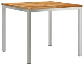 5 Darabos Kerti Étkező Szett Tömör Tikfa, Kültéri Étkező Asztal 90x90x74.5 cm Tömör Tikfa