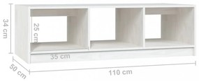 fehér tömör fenyőfa dohányzóasztal 110 x 50 x 34 cm