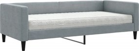 vidaXL világosszürke szövet kanapéágy matraccal 90 x 190 cm