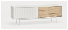 Fehér-natúr színű TV-állvány tölgyfa dekorral 140x52 cm Sierra – Teulat