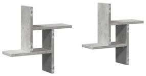 2 db betonszürke szerelt fa fali polc 38 x 12 x 38 cm