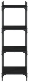4 szintes fekete szerelt fa könyvespolc 40 x 30 x 120 cm