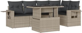 vidaXL 6 részes világosszürke polyrattan kerti ülőgarnitúra párnákkal