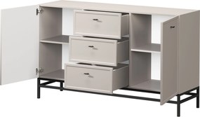Lorini komód 150 cm - kasmír / fekete T-bar fogantyúk / fém lábak