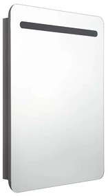 fényes szürke LED-es tükrös fürdőszobaszekrény 60 x 11 x 80 cm
