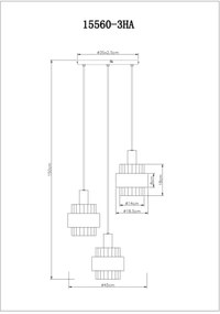 Globo 15560-3HA - MILLEY kábeles csillár 3xE27/60W/230V