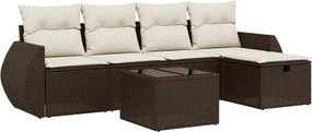 vidaXL 6 részes barna polyrattan kerti ülőgarnitúra párnával