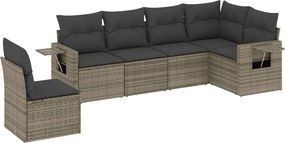 vidaXL 6 részes szürke polyrattan kerti ülőgarnitúra párnákkal