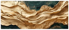 Kép - Zöld absztrakció arannyal II. (120x50 cm)