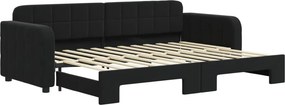 vidaXL fekete kihúzható bársony heverő 80 x 200 cm