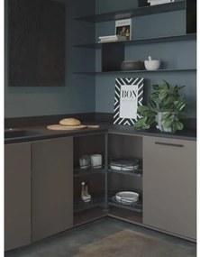 Konyhai fémrács, sarokszekrénybe, 3/4 kör kosár, antracit, 810mm átmérő, oszloppal, 400mm ajtókhoz, Sige Infinity Line 361