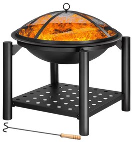 monzana® Kandalló ovális Ø55 cm tárolóhelyiséggel