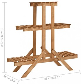 fenyőfa virágtartó állvány 83 x 25 x 83 cm