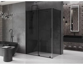 Mexen Velar, tolĂłajtĂłs zuhanykabin 140 x 70 cm, 8mm szĂŒrke ĂŒveg, fekete matt, 871-140-070-41-70