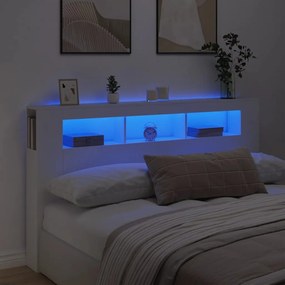 fehér szerelt fa LED-es fejtámla 180x18,5x103,5 cm