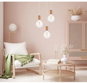 Csillár zsinóron MIROS 3xE27/60W/230V kerek fehér/réz