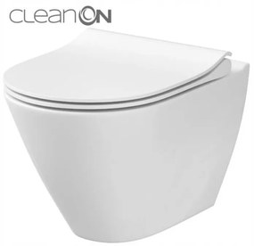 Cersanit City Oval CleanOn, függő wc csésze + wc ülőke lassan záródó hőre keményedő, K701-104