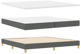 Box Spring Ágy Mattal és LED-del Sötét Szürke 200x200 cm Szövet