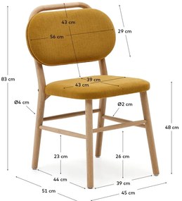 Mustársárga étkezőszék szett 2 db-os Helda – Kave Home