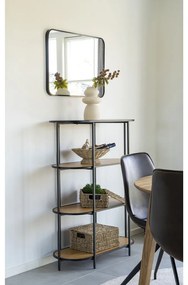 Vita Ovális polc, 4 polcos, tölgy hatású, fekete keret 85x36x111 cm