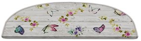 Krémszínű lépcsőszőnyeg szett 16 db-os 20x65 cm Butterfly Life – Vitaus