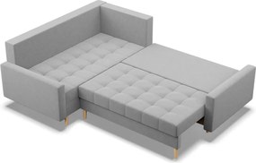 Oslo sarokkanapé, 2 ágyneműtartóval, fonott, baloldali, bonell töltet, világosszürke