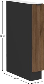 Alsó szekrény kihúzható kosárral, okapi dió/fekete, MENZO 15 D CARGO BB