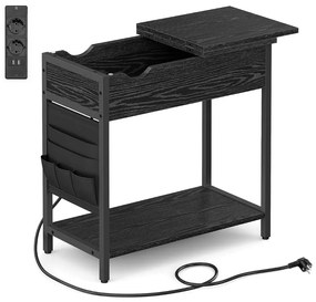 Oldal asztal / éjjeliszekrény - elektromos hálózati és USB csatlakozással (fekete)