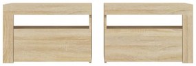 2 db füstös tölgy színű éjjeliszekrény LED-del 60 x 35 x 40 cm