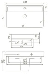 CeraStyle HERA - PULTRA ültethető - Top Counter - porcelán mosdó - 80 x 48 cm