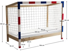 Gyerekágy  90 cm Facilmente (természetes + kék + piros) (ágyráccsal)  (tárolóhellyel). 1116346