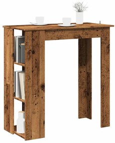 Antik fa színű szerelt fa bárasztal polccal 102x50x103,5 cm