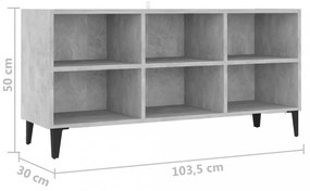 betonszürke TV-szekrény fémlábakkal 103,5 x 30 x 50 cm