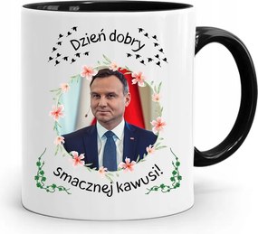 Andrzej Duda Elnök Fekete Bögre Ajándék fényképes nyomtatással
