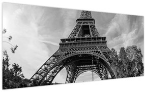 Kép - Eiffel-torony, fekete-fehér (120x50 cm)