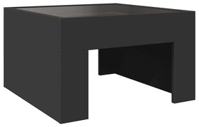 fekete végtelen hatású LED-es dohányzóasztal 50 x 50 x 30 cm