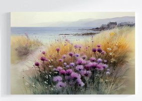 Vászonkép Canvas Tájkép Skócia Tengerpart Virágok Ősz 60x40