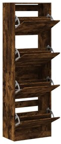 füstös tölgy cipőszekrény 4 kihajtható fiókkal 60x34x187,5 cm