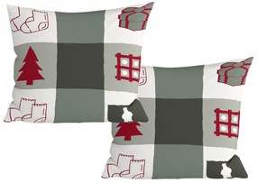 2 db díszpárnahuzat szett CHRISTMAS SOCKS 45x45 cm, zöld