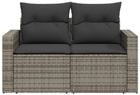 2 személyes szürke polyrattan kerti kanapé párnával