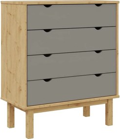 vidaXL OTTA barna-szürke tömör fenyőfa éjjeliszekrény 76,5x39,5x90 cm