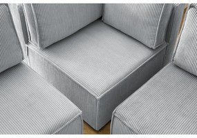 Világosszürke kordbársony sarokkanapé (jobb oldali-"U" alakú) Nihad modular – Bobochic Paris