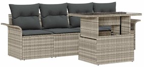 vidaXL Kerti Kanapé Szett párnával 5 pcs Világosszürke Poly Rattan