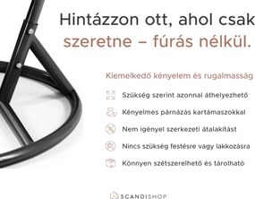 Fekete függőfotel KOKON állvány nélkül, világoszöld mintás párna