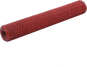 vidaXL piros PVC-bevonatú acél csirkeháló drótkerítés 25 x 1 m