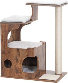 Macska kaparófa, cicaházzal, rusztikus barna 66x42x88cm