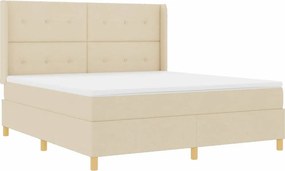 vidaXL Boxrugós ágy matracmal fejtámlával Krém 140 x 200 cm szövet